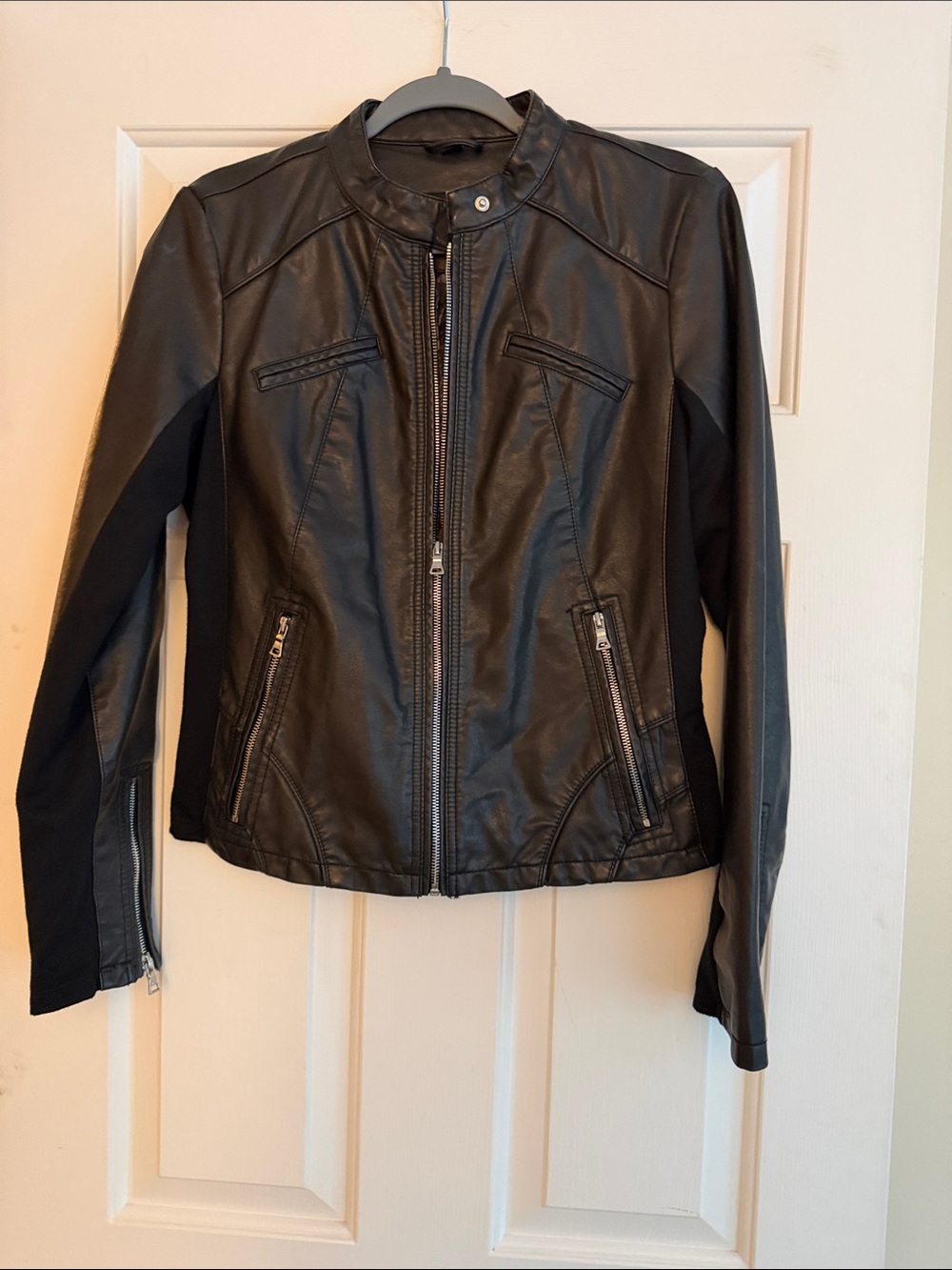 Guess Black Faux Leather Moto Jacket - Women's